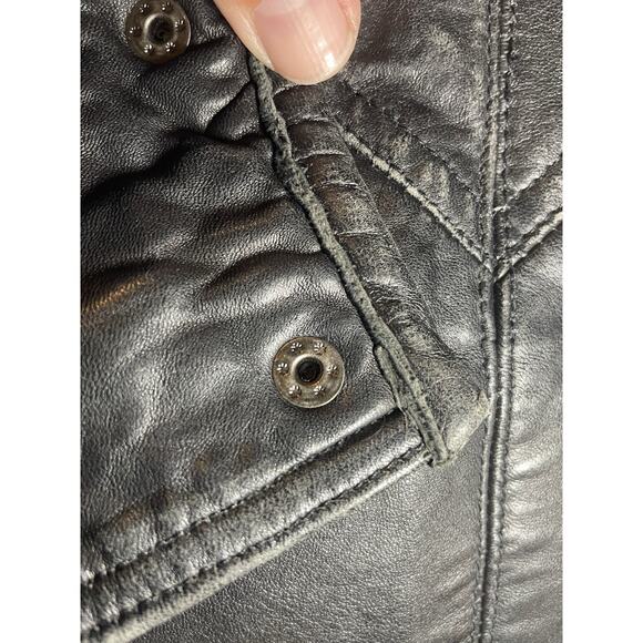 Vtg John Carlisle San Francisco Black Leather Jacket Shearling Collar 80s 90s M. - Picture 12 of 12